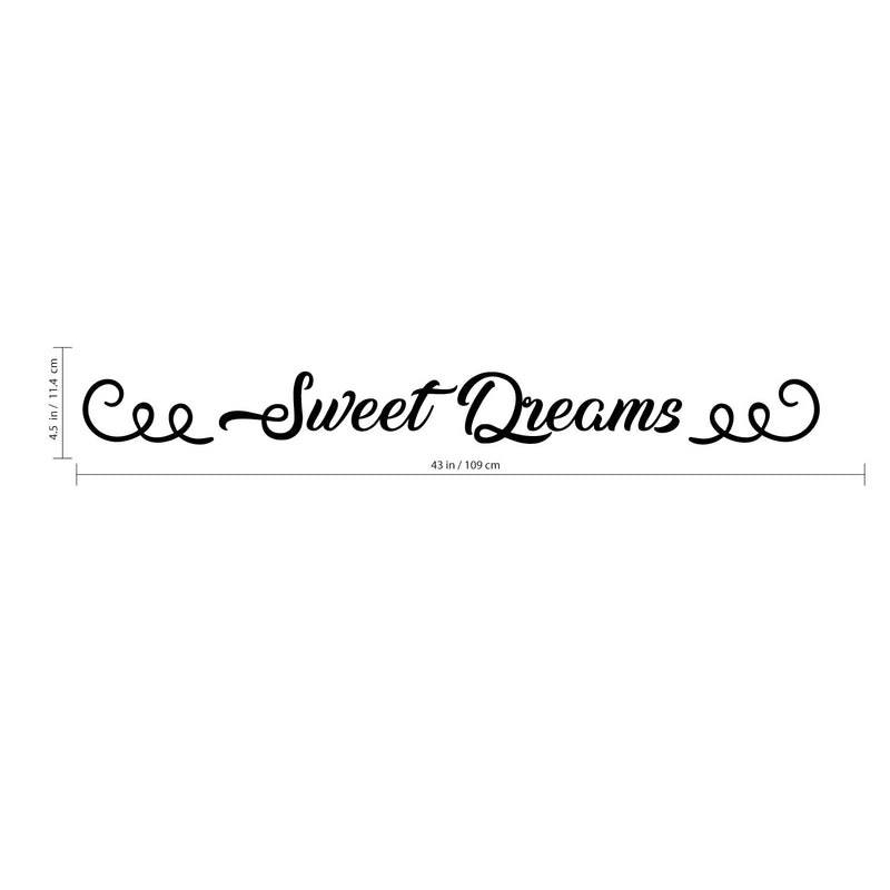 Sweet Dreams Bedroom Large Vinyl Wall Art Decal - 4.5" x 43" Decoration Vinyl Sticker-Black Black 43" x 4.5" 3