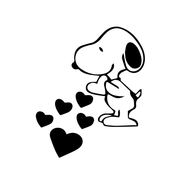 Snoopy Love Hearts Cartoon Wall Art Decal /7.1" x 5.9" Decoration Vinyl Sticker-Black Black 7.1" x 5.9" 3