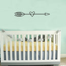 Heart Arrow Living Room and Bedroom Vinyl Wall Art Decal - 3.5" x 22.5" Decoration Vinyl Sticker-Black Black 22.5" x 3.5"