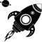 Imprinted Designs Vinyl Wall Decal Sticker Art - Spaceship Rocket and Planet - 22" x 22" - Kids Room Wall Art - Children’s Bedroom Decor - Boys Nursery Decoration Black 28" x 16" 4