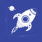Imprinted Designs Spaceship Rocket with Planet Wall Decal Sticker Art in White - 22" x 22" - Kids Room Wall Art - Children’s Room Decor - Cute Boy’s Nursery Wall Decorations White 28" x 16"