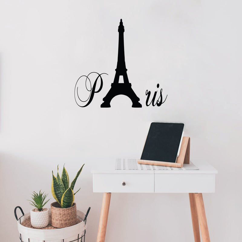 Imprinted Designs Paris with Eiffel Tower Vinyl Wall Decal Sticker Art Black 22" x 23" 2