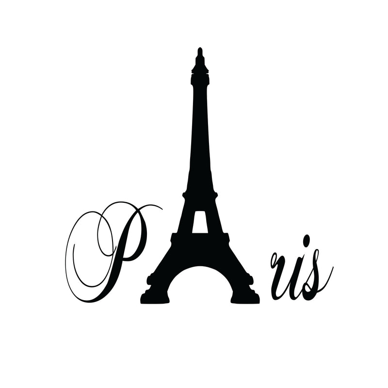 Imprinted Designs Paris with Eiffel Tower Vinyl Wall Decal Sticker Art Black 22" x 23" 3