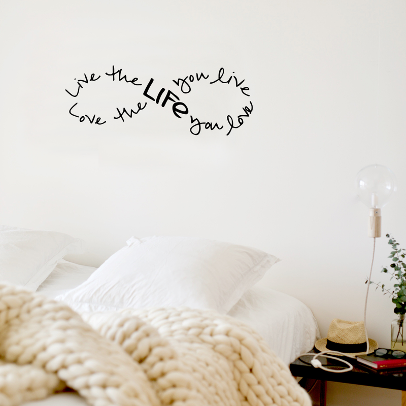 Imprinted Designs Live The Life You Love. Bob Marley Infinity Quote Vinyl Wall Decal Sticker Art (Black; 8" X 23") Black 8" x 23" 5