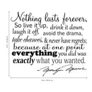 Nothing Lasts Forever... Inspirational Quote Vinyl Wall Art Decal - Decoration Vinyl Sticker - Marilyn Monroe Quote Vinyl Decal - Fashion Quote Vinyl Decal Sticker