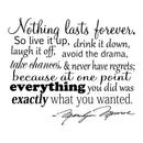 Nothing Lasts Forever. Marilyn Monroe Quote Vinyl Wall Decal Sticker Art Black 22" x 26" 3