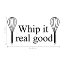 Imprinted Designs Whip It Real Good with Whisks Cute and Funny Kitchen Vinyl Wall Decal Sticker Art Decor Black 12" x 23" 4