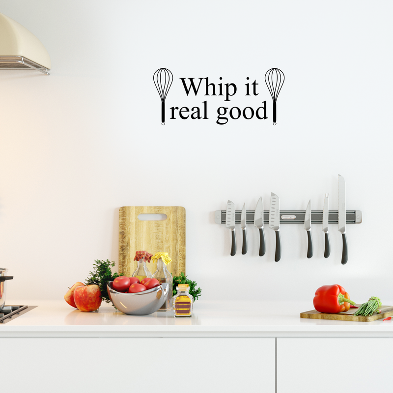 Imprinted Designs Whip It Real Good with Whisks Cute and Funny Kitchen Vinyl Wall Decal Sticker Art Decor Black 12" x 23" 5