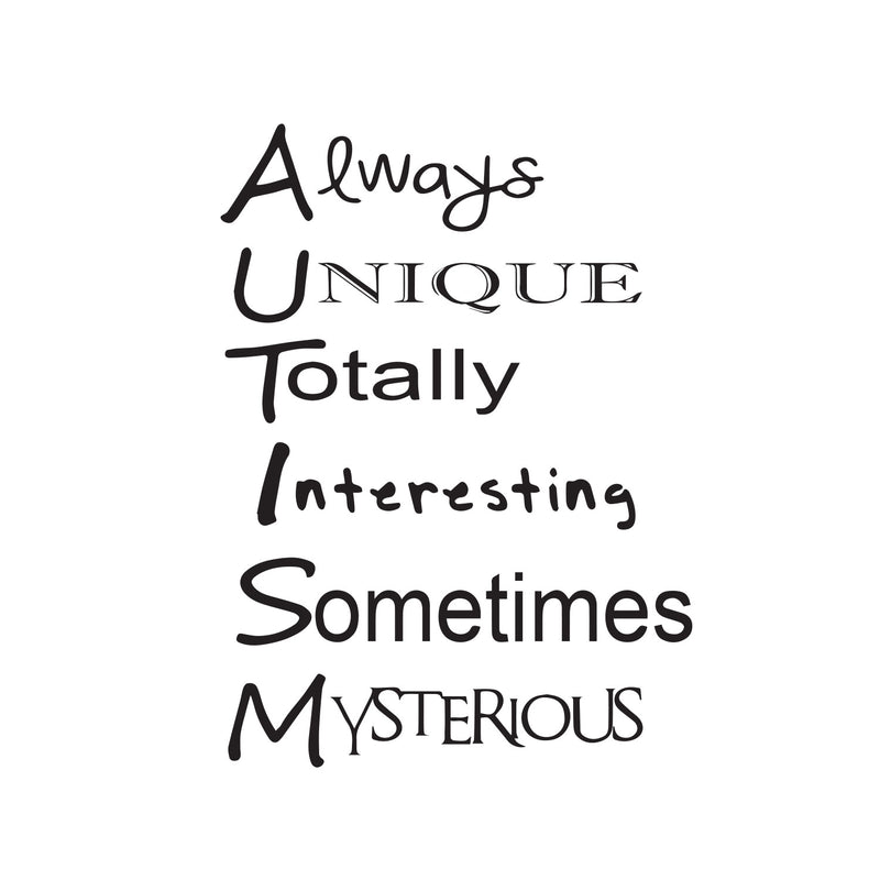 Imprinted Designs Inspirational Autism Quote - Wall Art Decor - (12" X 16.5") Children’s Room Wall Decor - Removable Peel Off Vinyl Decals Black 12" x 16.5" 2