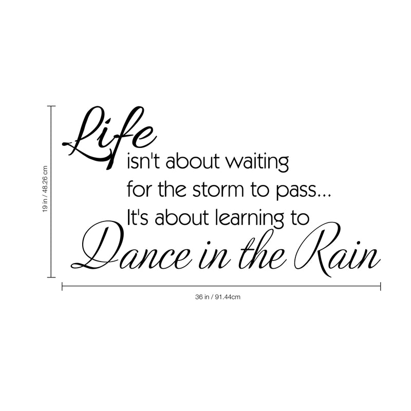 Imprinted Designs Life Isn’t About Waiting for the Storm to Pass.vinyl Wall Decal (Large 19" X 36") Black 19" x 36" 2