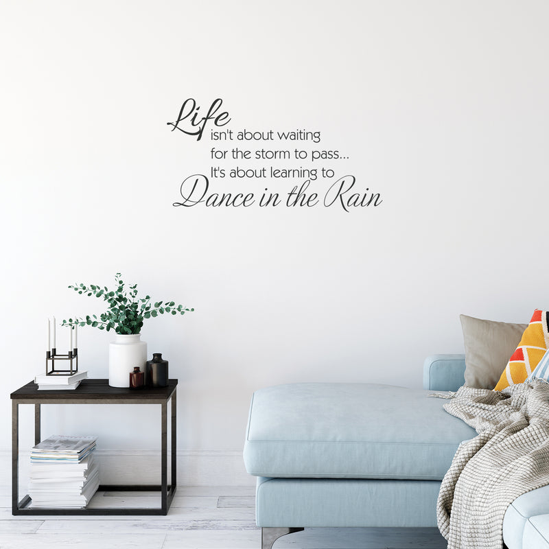 Imprinted Designs Life Isn’t About Waiting for the Storm to Pass.vinyl Wall Decal (Large 19" X 36") Black 19" x 36" 3