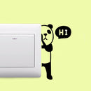 Panda Bear with Hi Quote Wall Art Decal - 1. Decoration Vinyl Sticker - Cute Panda Light Switch Vinyl Sticker - Laptop Skin - Kid’s Room Wall Art Decoration (1.; Green)