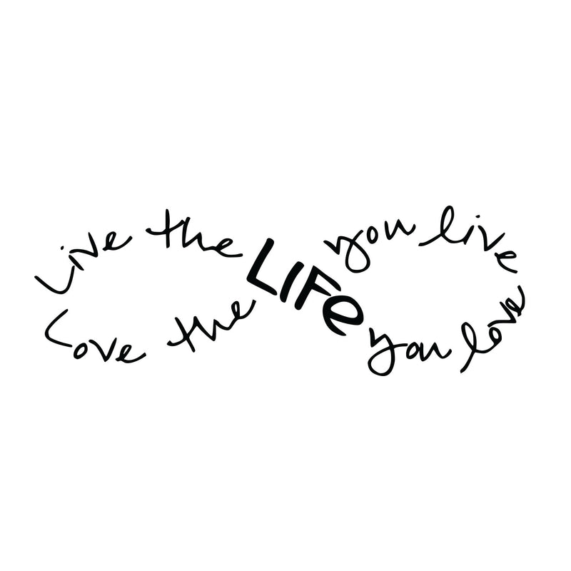 Imprinted Designs Live the Life You Love. Bob Marley Infinity Quote Vinyl Wall Decal Sticker Art (Black; 15" X 42") Black 15" x 42"