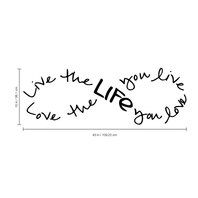 Imprinted Designs Live the Life You Love. Bob Marley Infinity Quote Vinyl Wall Decal Sticker Art (Black; 15" X 42") Black 15" x 42" 5