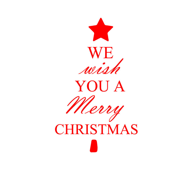 We Wish You A Merry Christmas Vinyl Wall Art Decal - 34.5" x 23.5" Decoration Vinyl Sticker - Red Red 34.5" x 23.5"