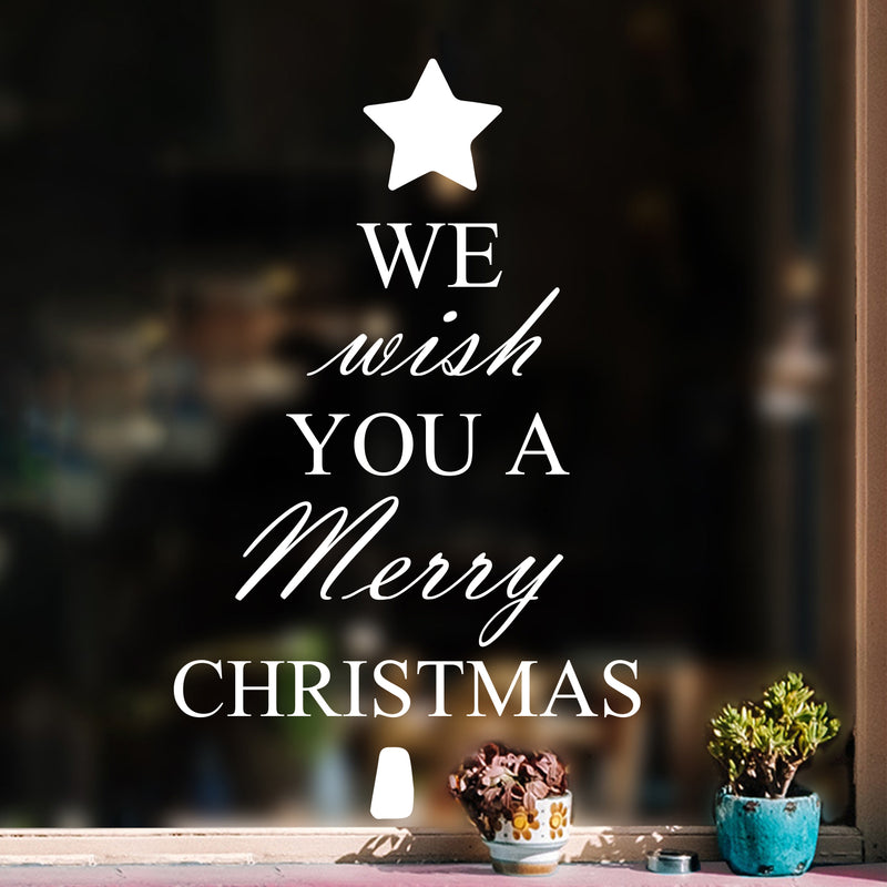 We Wish You A Merry Christmas Vinyl Wall Art Decal - 34.5" x 23.5" Decoration Vinyl Sticker - Green White 34.5" x 23.5" 2