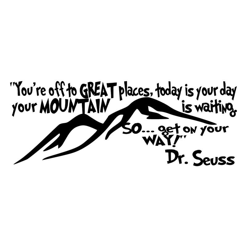 Imprinted Designs You’re Off to Great Places. Dr Seuss Quote Vinyl Wall Decal Sticker Art (Black; 12" X 32") Black 12" x 32" 3