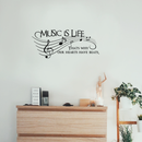 Imprinted Designs Music is Life. That’s Why Our Hearts Have Beats Vinyl Wall Decal Sticker Art 23" X 10" Black 9" x 22" 3
