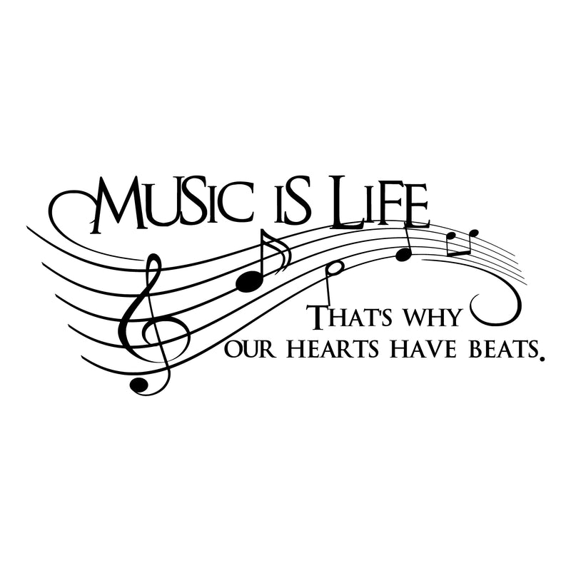 Printique Music is Life Inspirational Quote Vinyl Wall Art Decal- Decoration Sticker - Music Vinyl Sticker - Life Quote Vinyl Sticker - Living Room Vinyl Decal - Removable Vinyl Stickers   3