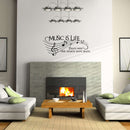 Imprinted Designs Music is Life. That’s Why Our Hearts Have Beats Vinyl Wall Decal Sticker Art 36" X 15" Black 15" x 36"