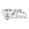Music is Life Inspirational Quote Vinyl Wall Art Decal - Decoration Vinyl Sticker - Music Vinyl Sticker - Life Quote Vinyl Sticker - Living Room Vinyl Decal - Removable Vinyl Stickers