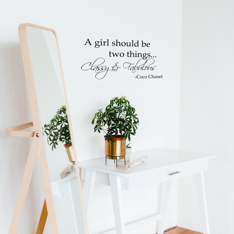 Imprinted Designs A Girl Should Be Two Things. Coco Chanel Vinyl Wall Decal (Small 10" x 23) Black 10" x 23" 2