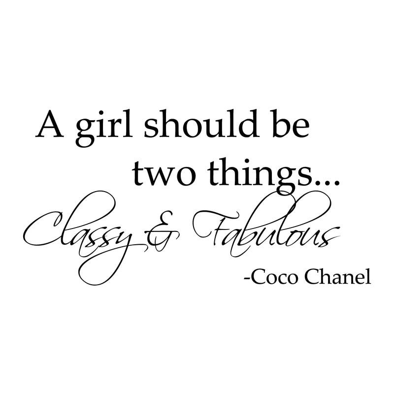 Imprinted Designs A Girl Should Be Two Things. Coco Chanel Vinyl Wall Decal (Small 10" x 23) Black 10" x 23" 3