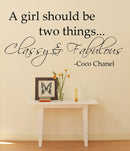 Imprinted Designs A Girl Should Be Two Things. Coco Chanel Vinyl Wall Decal (Large 16" x 36") Black 16" x 31"