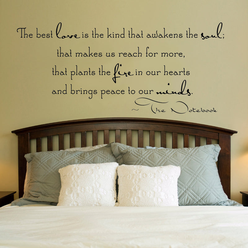 Imprinted Designs The Best Love is The Kind That Awakens The Soul. Notebook Quote Vinyl Wall Decal Sticker Art (30" X 14") Black 30" x 14" 2