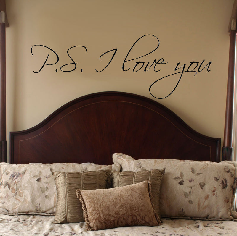 Imprinted Designs P.S I Love You Vinyl Wall Decal (Extra Large 15" X 42") Black 15" x 42" 3