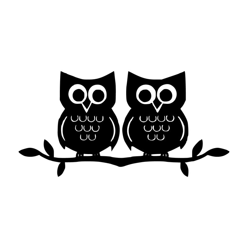 Two Owls on a Branch Vinyl Wall Decal - Nursery Room Owl Decoration - Cute Vinyl Decal - Animal Vinyl Stickers - Living Room and Bedroom Vinyl Decal Wall Decoration   2