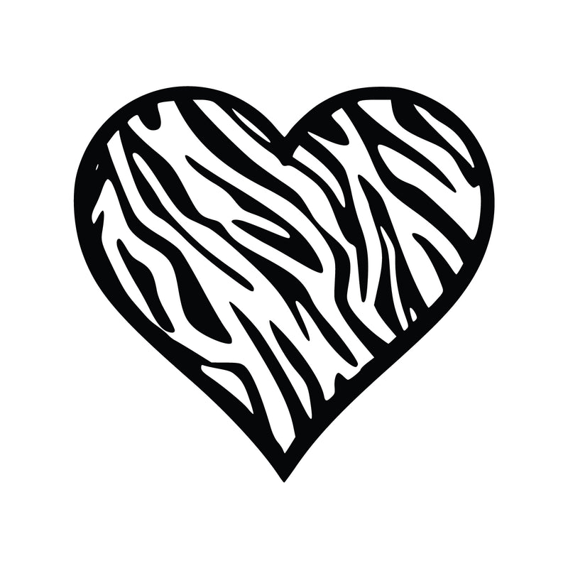 Imprinted Designs Zebra Striped Print Heart Wall Decal Sticker Art Black 21" x 22" 3