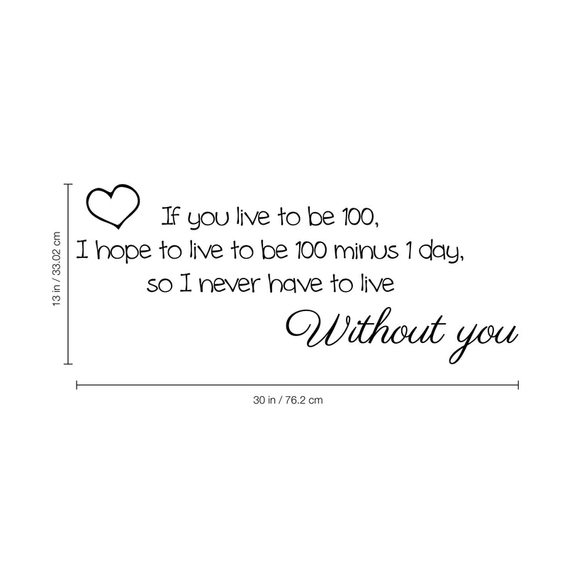 Imprinted Designs Winnie The Pooh. If You Live to Be 100 Vinyl Wall Decal Black 13" X 30"