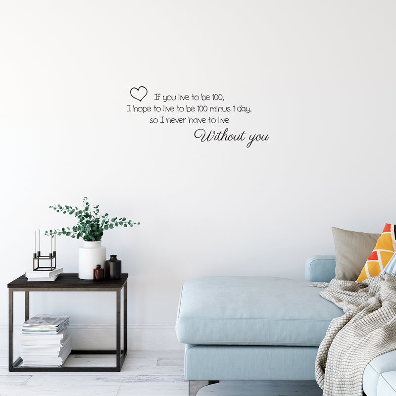 Imprinted Designs Winnie The Pooh. If You Live to Be 100 Vinyl Wall Decal Black 13" X 30" 2