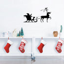 Christmas Holiday Santa’s Sleigh and Reindeer Vinyl Wall Art Decal - 20.ecoration Vinyl Sticker - Red   3