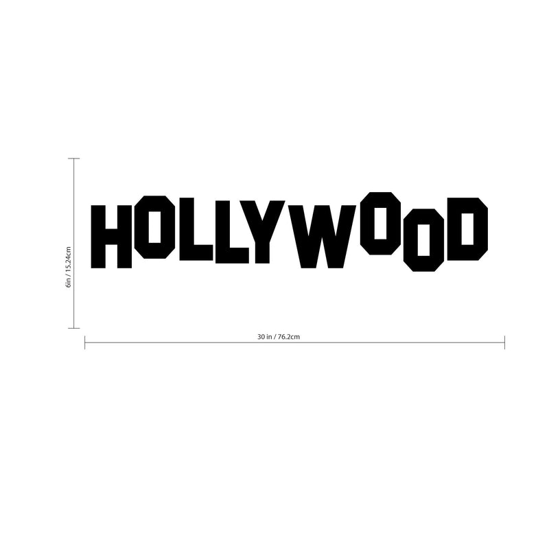 Pulse Vinyl Hollywood Sign- Wall Art Decal 6" x 30" Home Decoration Wall Art - Bedroom Living Room Wall Decor - Trendy Wall Art Black 6" x 30" 2