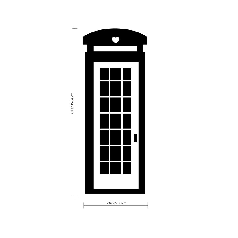 British Telephone Booth - Wall Art Decal - 60" x 23" - Bedroom Living Room Wall Art Decoration - Apartment Wall Decor - Decorative Vinyl Wall Skins (60" x 23"; Black) Black 60" x 23" 2