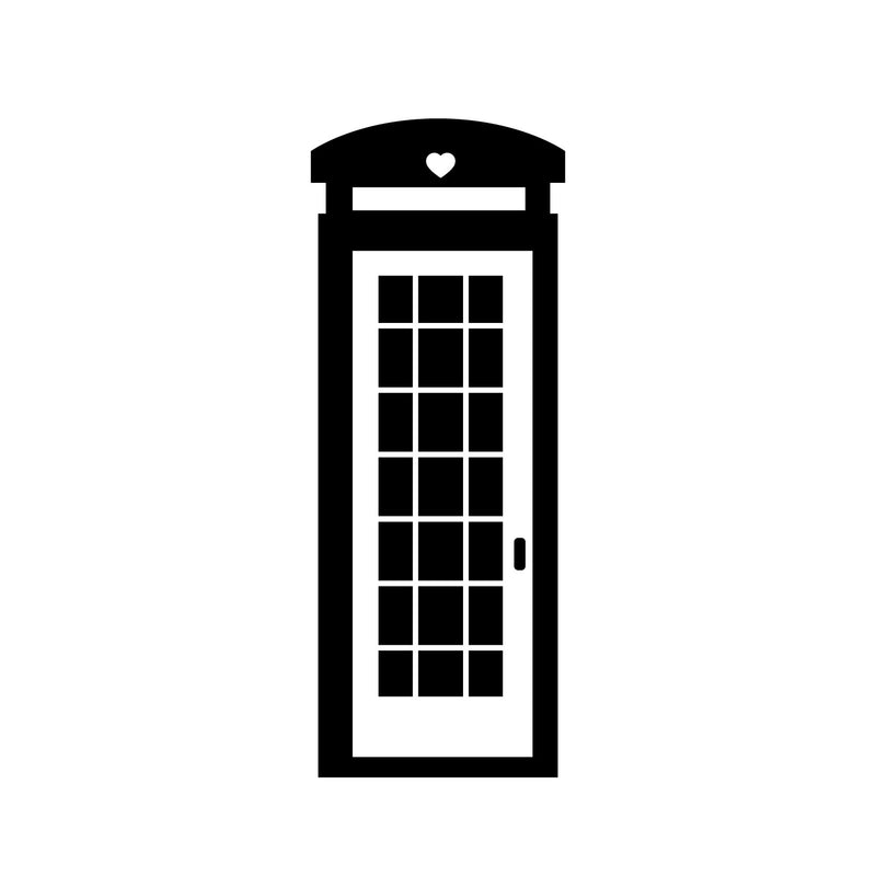 British Telephone Booth - Wall Art Decal - 60" x 23" - Bedroom Living Room Wall Art Decoration - Apartment Wall Decor - Decorative Vinyl Wall Skins (60" x 23"; Black) Black 60" x 23" 3