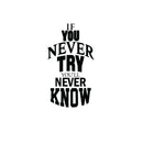 If You Never Try You’ll Never Know - Inspirational Life Quotes - Wall Art Vinyl Decal - 40" X 22" Decoration Vinyl Sticker - Motivational Wall Art Decal - Bedroom Living Room Decor - Trendy Wall Art Black 40" X 22" 4