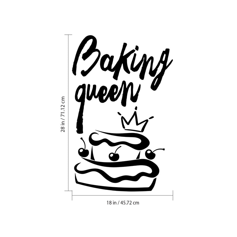 Baking Queen Sign - Kitchen Quotes Wall Art Vinyl Decal - 28" X 18" Decoration Vinyl Sticker - Cute Kitchen Wall Decor - Trendy Wall Art Black 28" x 18" 4