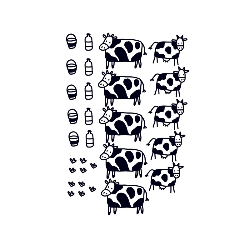 Cow Print Peel and Stick Decals - Kitchen Wall Art Vinyl Decal - 27" X 14" Restaurant Decor Vinyl Sticker - Farm Animal Wall Decor - Country Kitchen Vinyl Stickers Black 27" x 14" 4