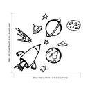 10 Pack - Outer Space Rocket Ship Vinyl Wall Art Stickers - 18" x 20" - Boys Room UFO Spaceship Vinyl Wall Decals - Kids Universe Peel Off Stickers Decor - Childrens Room Planets Sticker Decal Black 18" x 20" 3