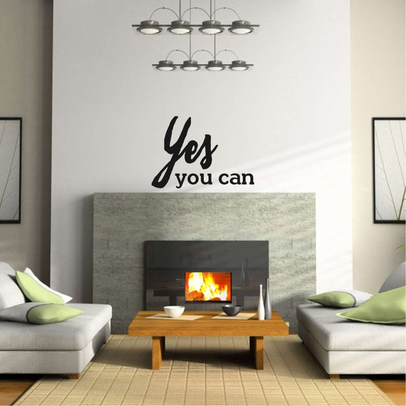 Yes You Can - Inspirational Quote Wall Art Vinyl Decal - Living Room Motivational Wall Art Decal - Life quote vinyl sticker wall decor - Bedroom Vinyl Sticker Decor   2
