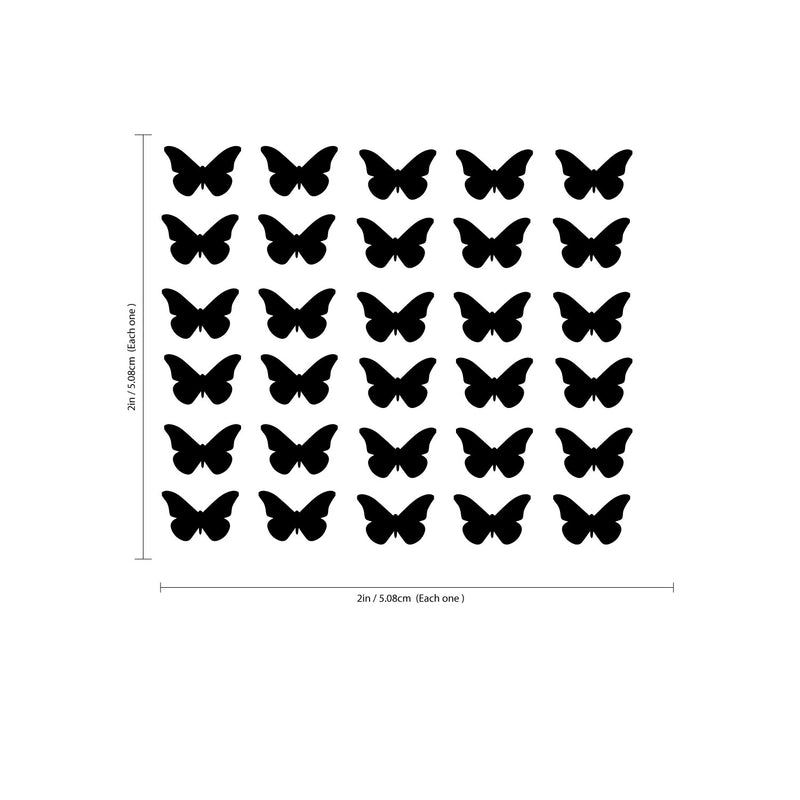 Set of 30 Butterflies Vinyl Wall Art Decals - Bedroom Vinyl Wall Decor Stickers - Apartment Vinyl Decal Decor - Kids Room Butterfly Pattern Vinyl Wall Art (5" x 5"; Orange)   5