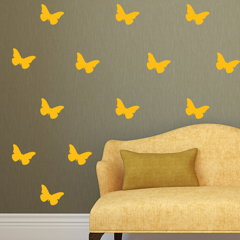 Set of 30 Butterflies Vinyl Wall Art Decals - 5" x 5" - Bedroom Vinyl Wall Decor Stickers - Apartment Vinyl Decal Decor - Kids Room Butterfly Pattern Vinyl Wall Art (5" x 5"; Yellow) Yellow 5" x 5"
