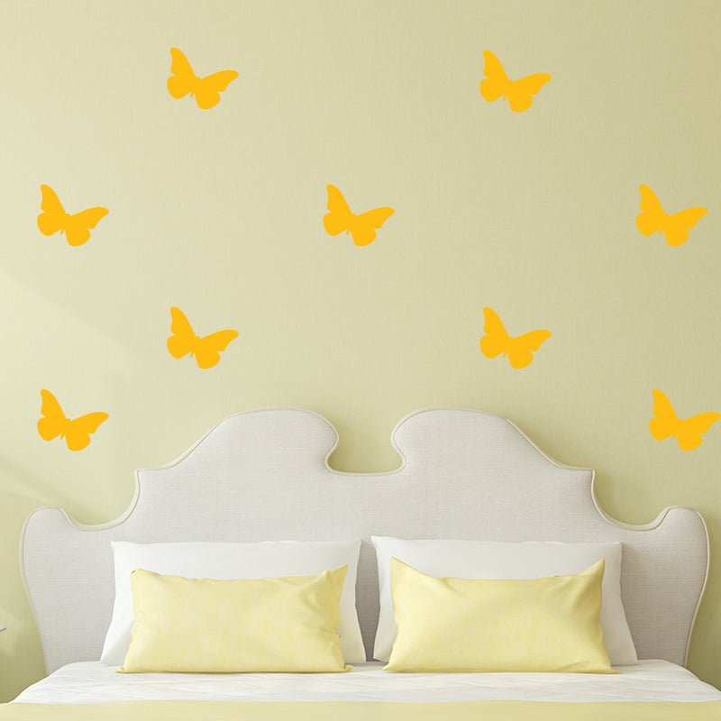 Set of 30 Butterflies Vinyl Wall Art Decals - 5" x 5" - Bedroom Vinyl Wall Decor Stickers - Apartment Vinyl Decal Decor - Kids Room Butterfly Pattern Vinyl Wall Art (5" x 5"; Yellow) Yellow 5" x 5" 2