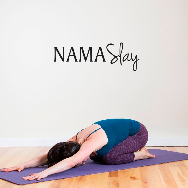 Vinyl Wall Art Decals - Namaslay - 10" x 30" - Yoga Meditation Zen Quote Wall Decal - Motivational Home Gym Wall Decor - Yoga Studio Sticker Adhesive - Positive Mind Spiritual Quotes Black 10" X 30" 2