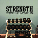 Inspirational Gym Quotes Wall Art Vinyl Decal - Strength Comes from Within - 8" x 28" Workout Gym Fitness Quote Wall Decal Sticker Decals Removable Signs Black 8" x 28"