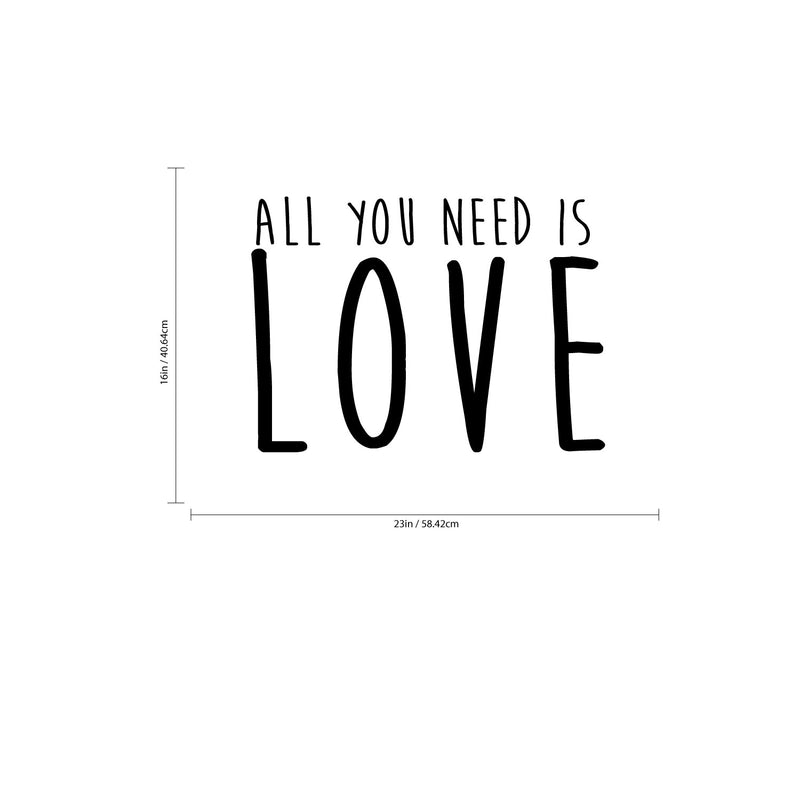 Husband and Wife Bedroom Vinyl Wall Art Decal - All You Need is Love - 16" x 23" - Home Decor Love Quote Sayings Words Removable Wall Decal Stickers Bedroom Decoration Couple Sign (16" x 23"; Black) Black 16" x 23" 4