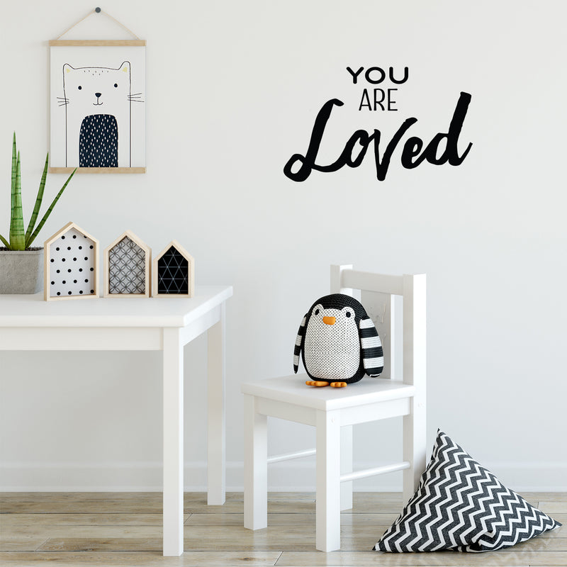 Vinyl Wall Art Decal - You are Loved - 15" x 20" - Inspirational Husband and Wife Bedroom Couples Love Quote Removable Home Decor Wall Sticker Decals Black 15" x 20"